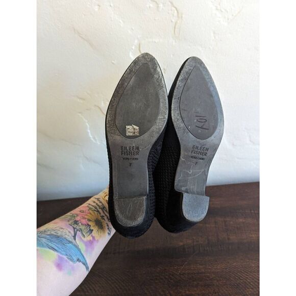Eileen Fisher Purl Sock Pull On Recycled Stretch Knit Black Booties - Size 7 - Picture 7 of 8